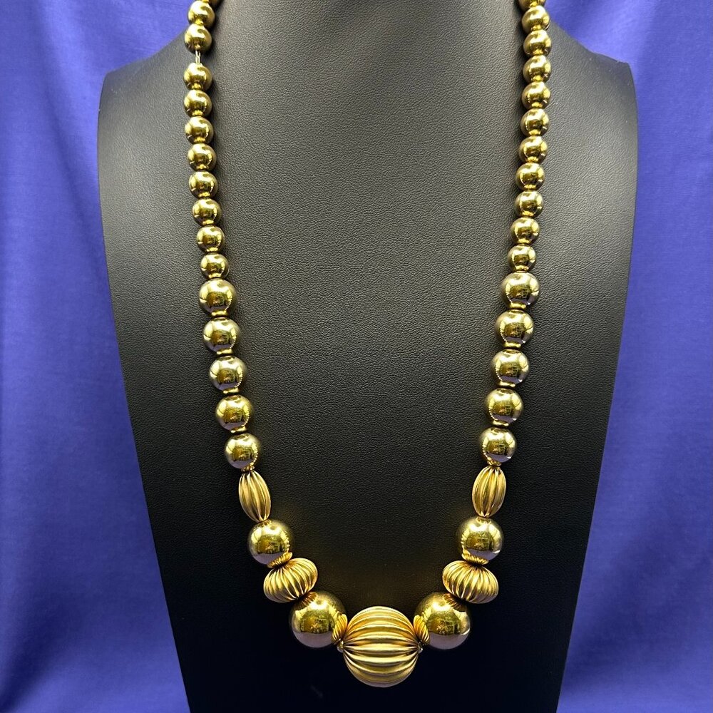 VTG Napier Chunky Gold-Tone Bead Necklace 1980s - Picture 3 of 14